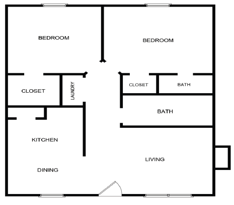 A black and white image of a floor plan for a house.